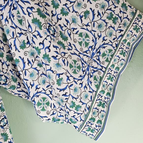 Max Studio Womens Crepe White Green Blue Multicolor Floral Boho Kimono Size 2X - Picture 4 of 6